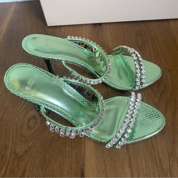 Alexandre Birman KARINA 85 MINT Green Heeled Sandals with Crystals  36/6 - Picture 11 of 12
